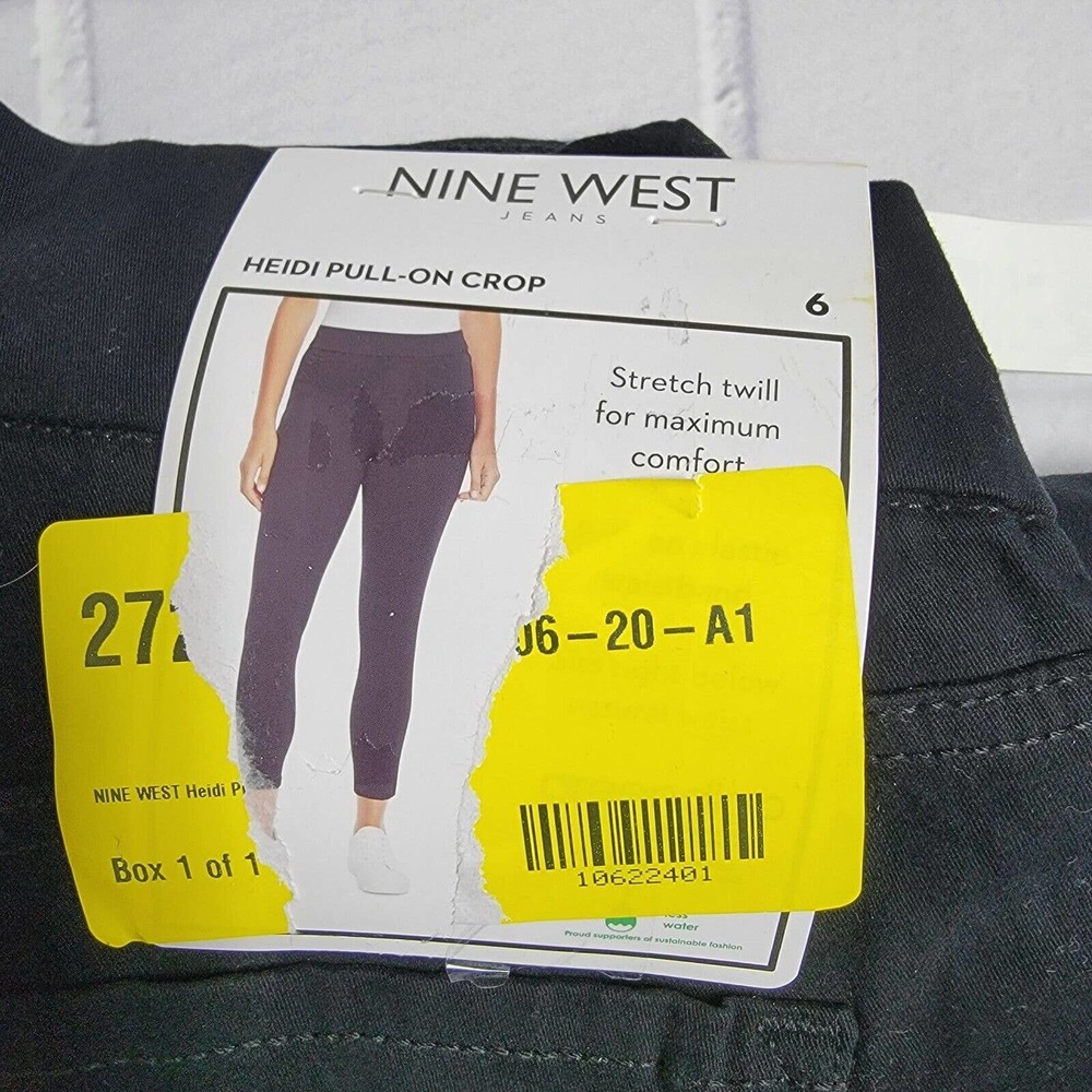 Nine West Heidi Pull-On Crop Jeans Pants Black Women's Size 6 - Picture 4 of 8